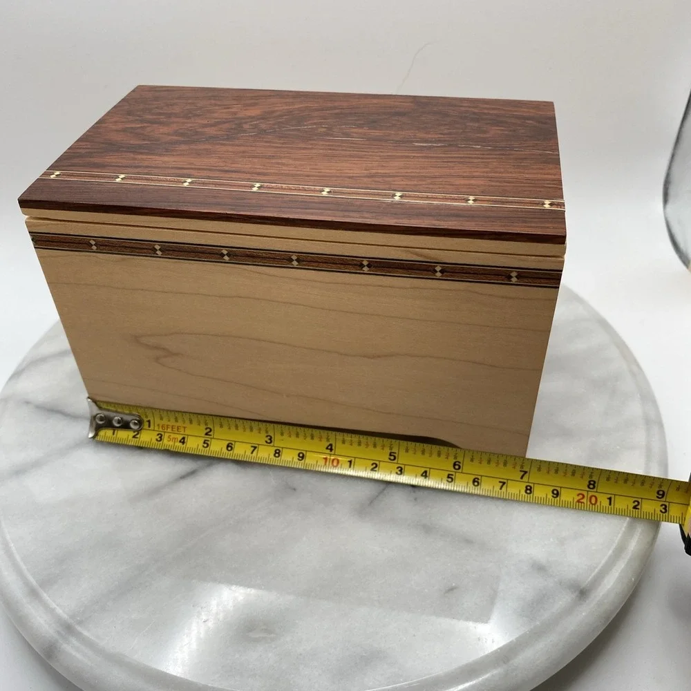 Maple Wood Trinket/Jewelry Box /Removeable Lid/ Inlay Wood 7